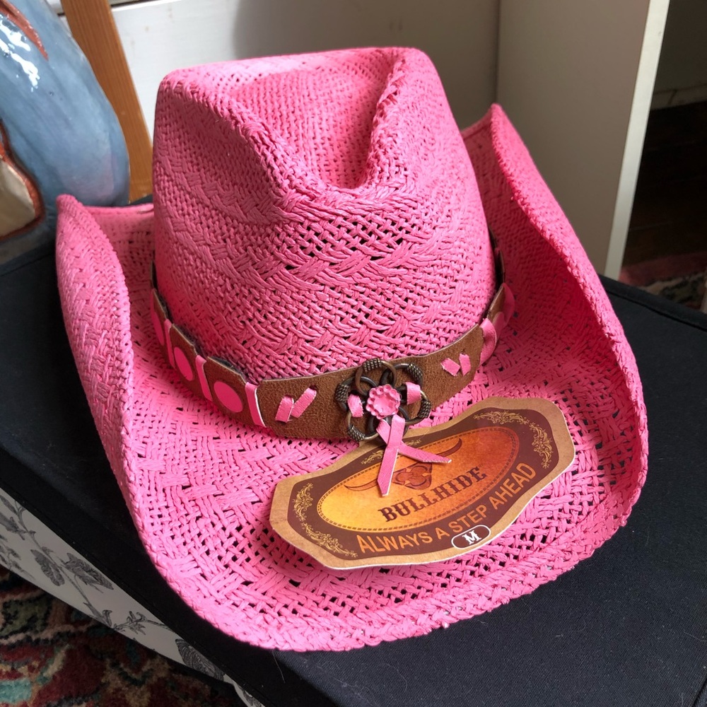 Bullhide Straw Cowboy Hat-Pink